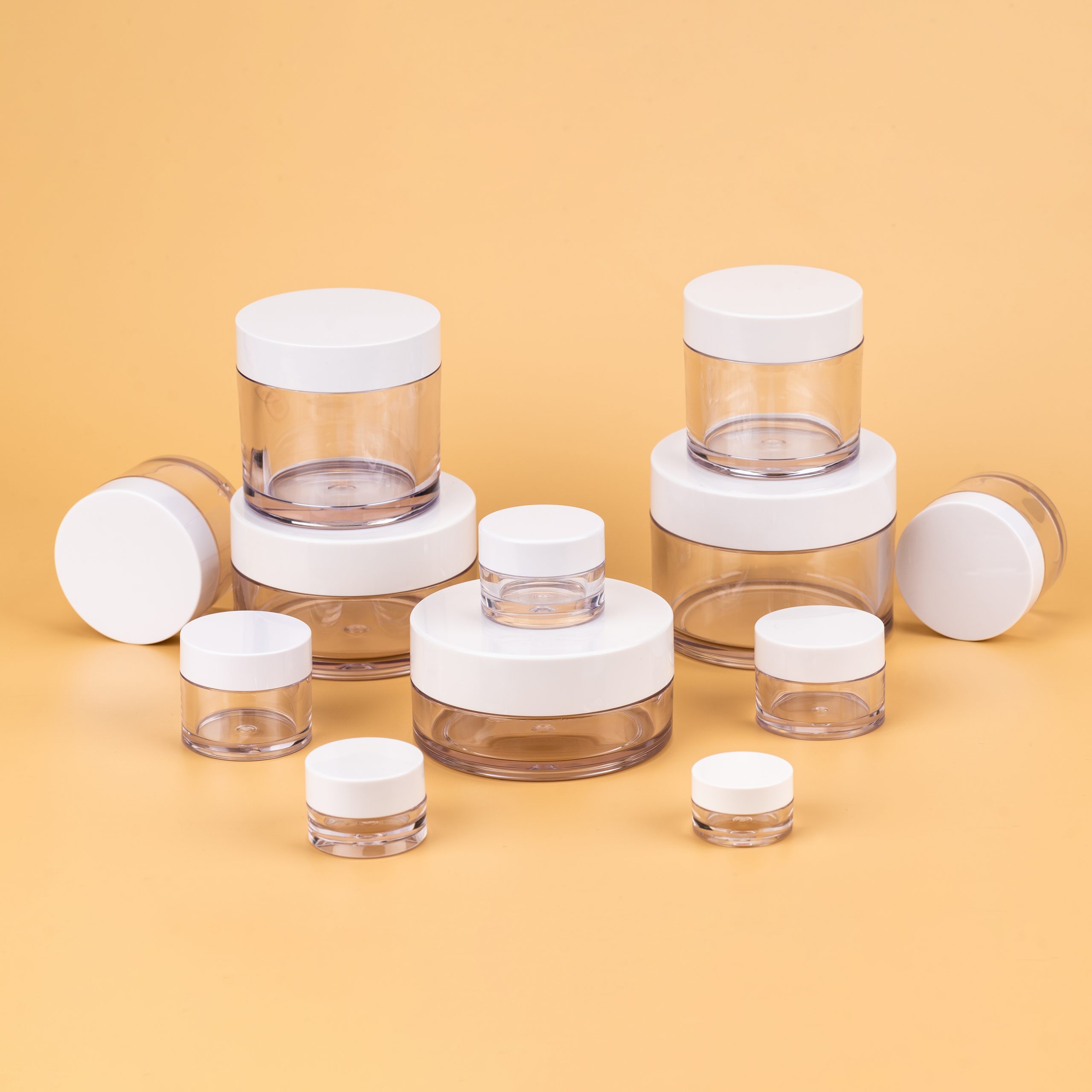 PETG transparent round single wall cosmetic cream jar