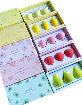 3Pcs Strawberry Peach Pear Lemon Avocado Don't Eat Powder Fruit Makeup Egg Set Non-Latex Makeup Sponge With Box