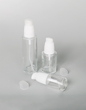 Eco Friendly 30ml 60ml 100ml Round Cosmetic Packaging Clear Empty Face Serum Pump Lotion Foundation Bottle Glass Serum Bottle With Pump