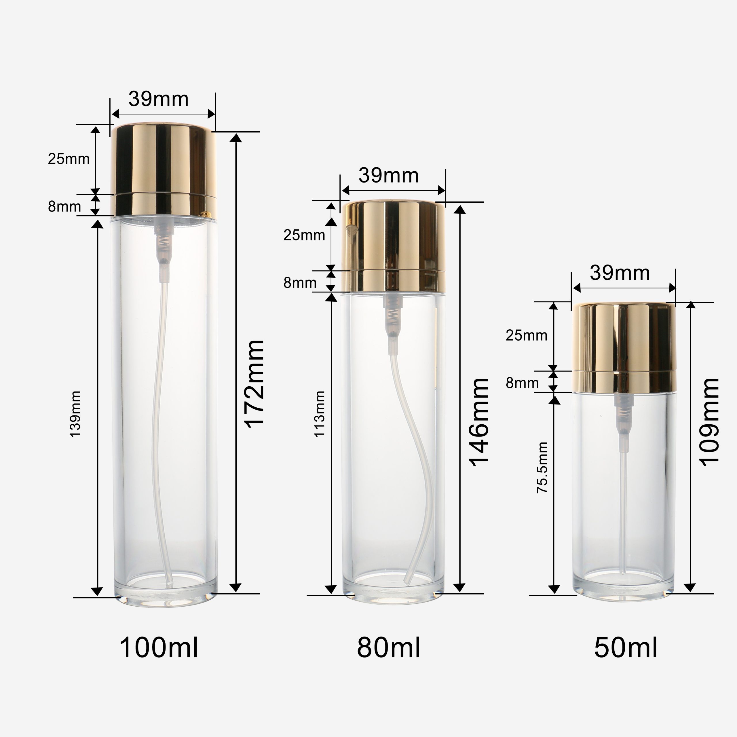 50ml 80ml Luxury Empty Pet Plastic Body Mist Bottle Body Spray Bottles 100ml