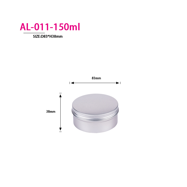 5ml 10ml 20ml 30ml 50ml 60ml 80ml 100ml 120ml 150ml 180ml 200ml 250ml Round Cosmetic Containers Box Silver Aluminum Jar