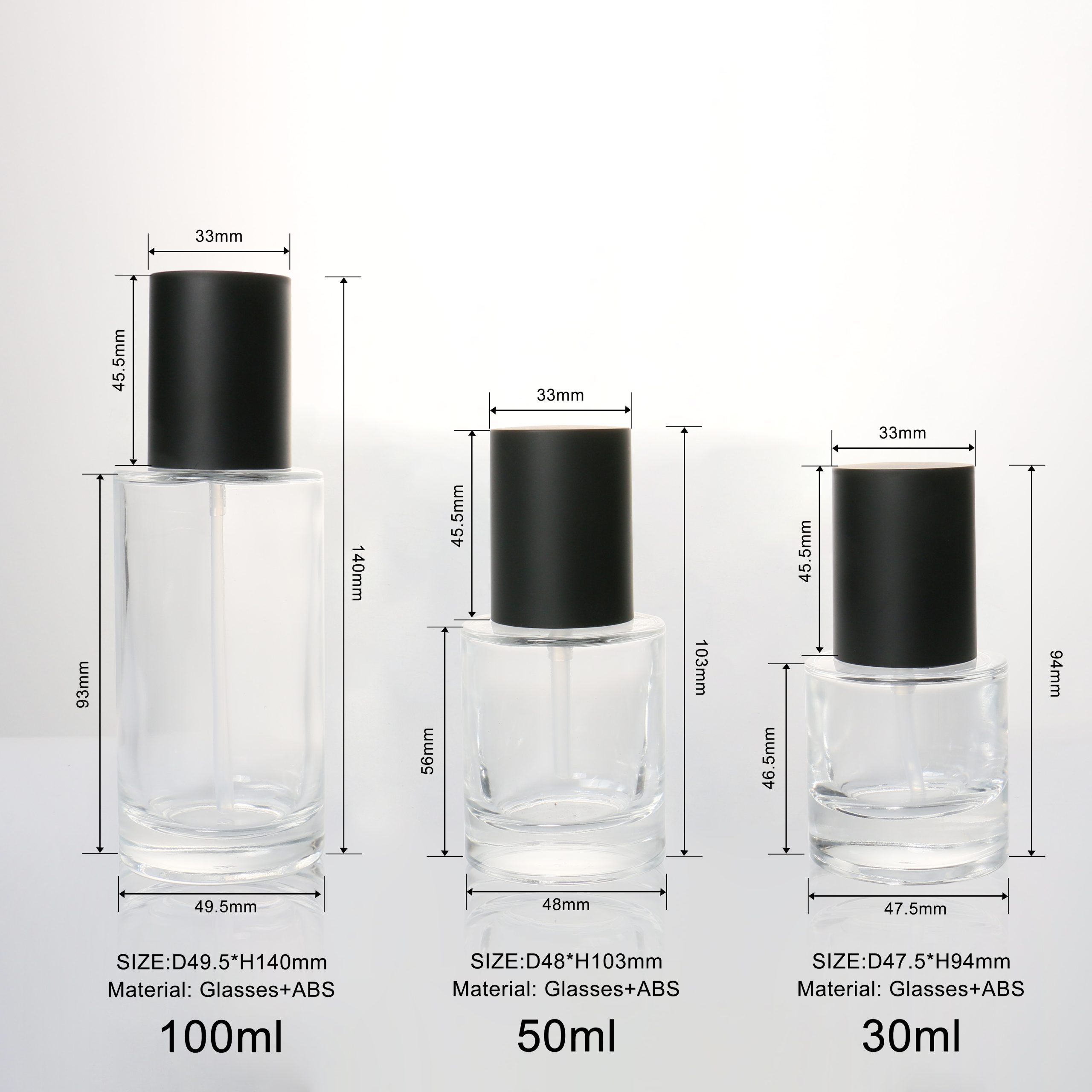 Luxury 30ml 50ml 100ml Clear Frosted Lotion Container Cream Liquid Foundation Bottle Cosmetic Glass Bottle With Pump