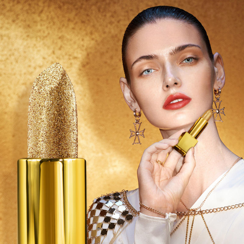 Shiny Luxury Non-sticky Matte Lipstick Waterproof Long Lasting Gold Glitter Lipstick