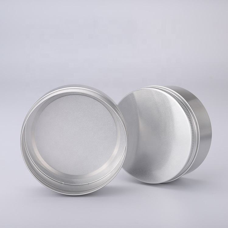 5ml 10ml 20ml 30ml 50ml 60ml 80ml 100ml 120ml 150ml 180ml 200ml 250ml Round Cosmetic Containers Box Silver Aluminum Jar