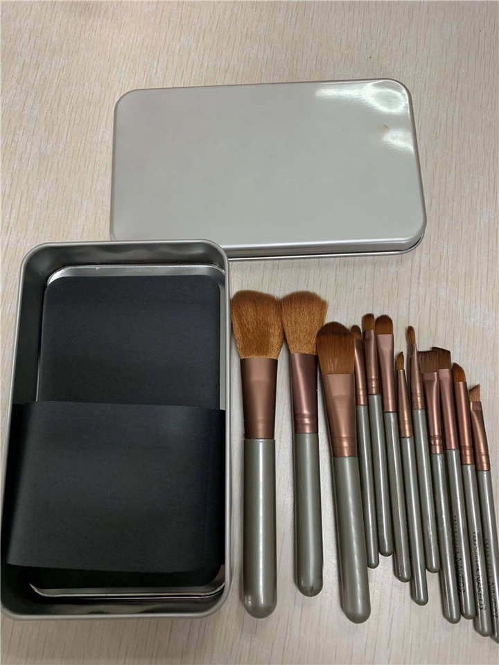 12Pcs Makeup Brush Set Face Makeup Eyeshadow Eyeliner Lip Brush Set Tool With Metal Box Makeup Brushes