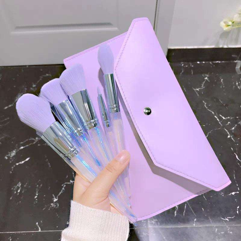 10pcs Purple Private Label Crystal Custom Logo Transparent Clear Quartz Handles Makeup Brushes Set