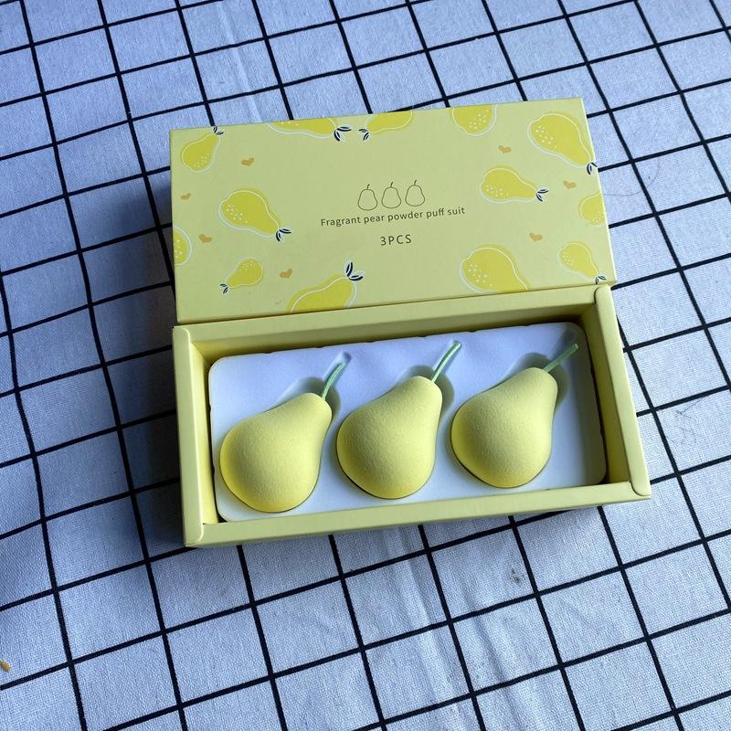 3Pcs Strawberry Peach Pear Lemon Avocado Don’t Eat Powder Fruit Makeup Egg Set Non-Latex Makeup Sponge With Box