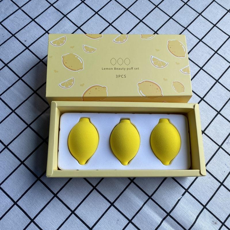 3Pcs Strawberry Peach Pear Lemon Avocado Don’t Eat Powder Fruit Makeup Egg Set Non-Latex Makeup Sponge With Box