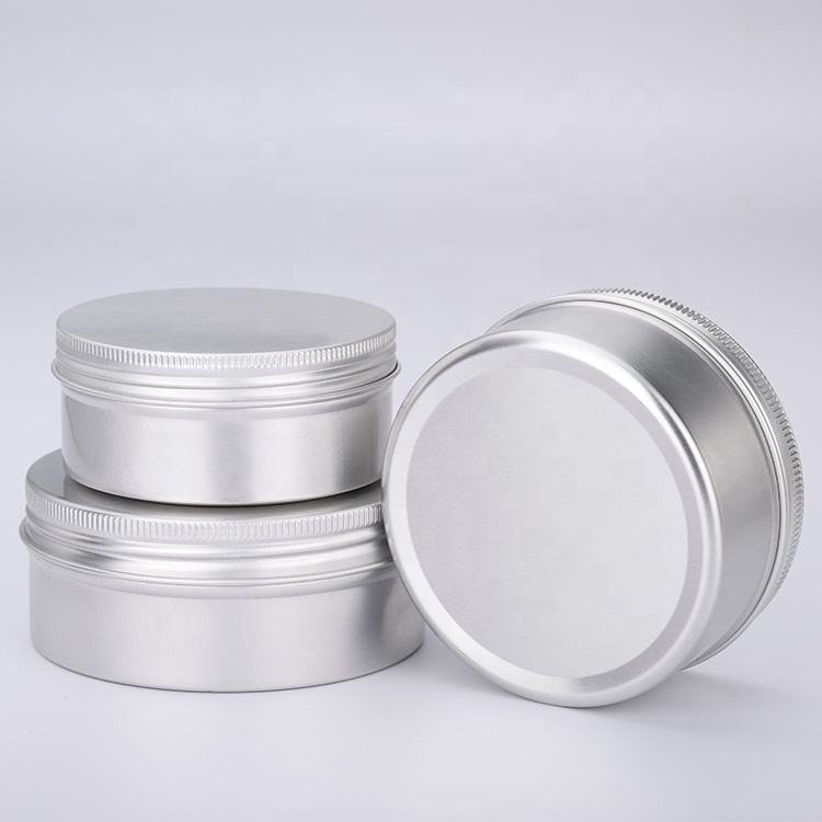 5ml 10ml 20ml 30ml 50ml 60ml 80ml 100ml 120ml 150ml 180ml 200ml 250ml Round Cosmetic Containers Box Silver Aluminum Jar