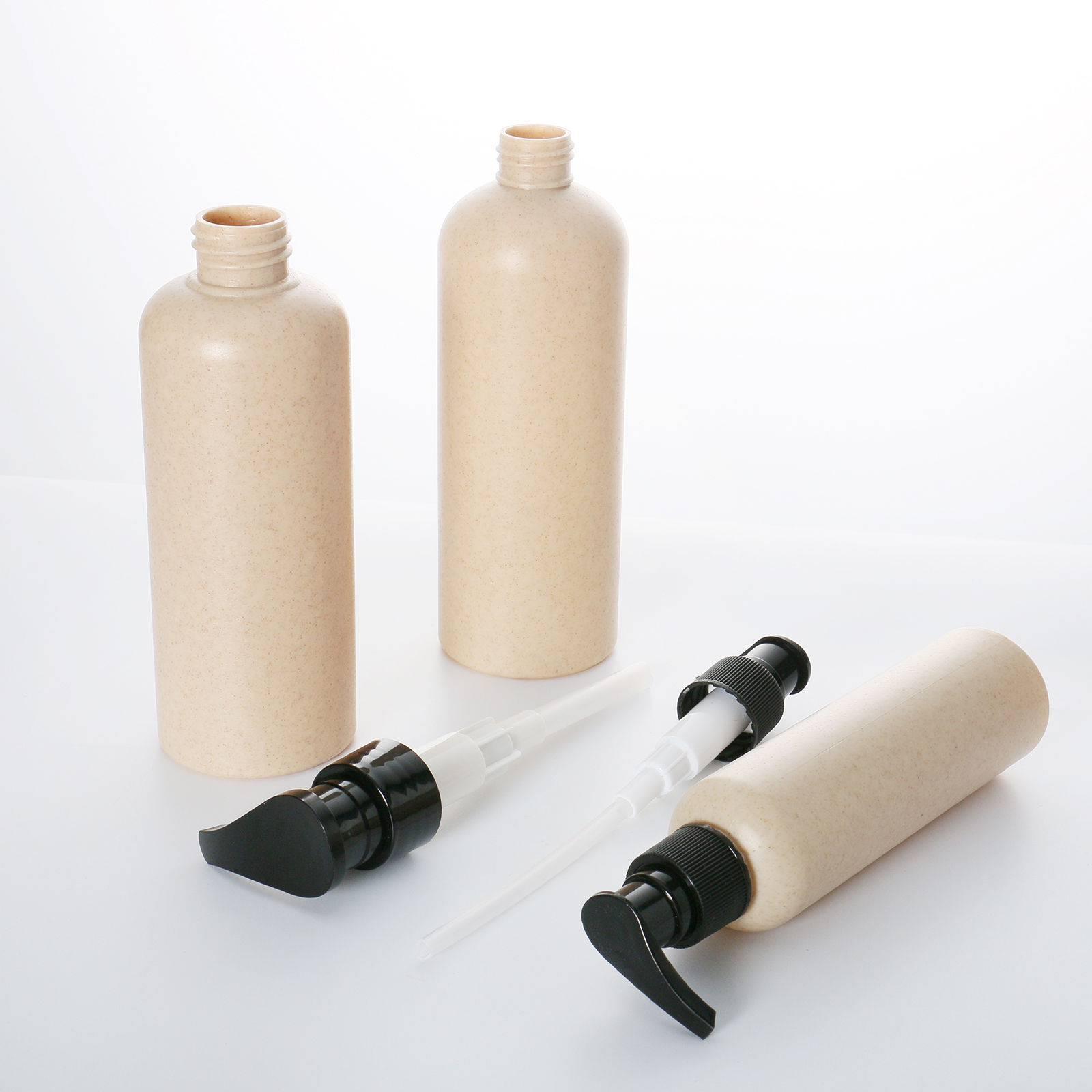 120ml 150ml 300ml 350ml 500ml Eco Friendly Biodegradable Cosmetic Container Wheat Straw Plastic Shampoo Pump Bottle