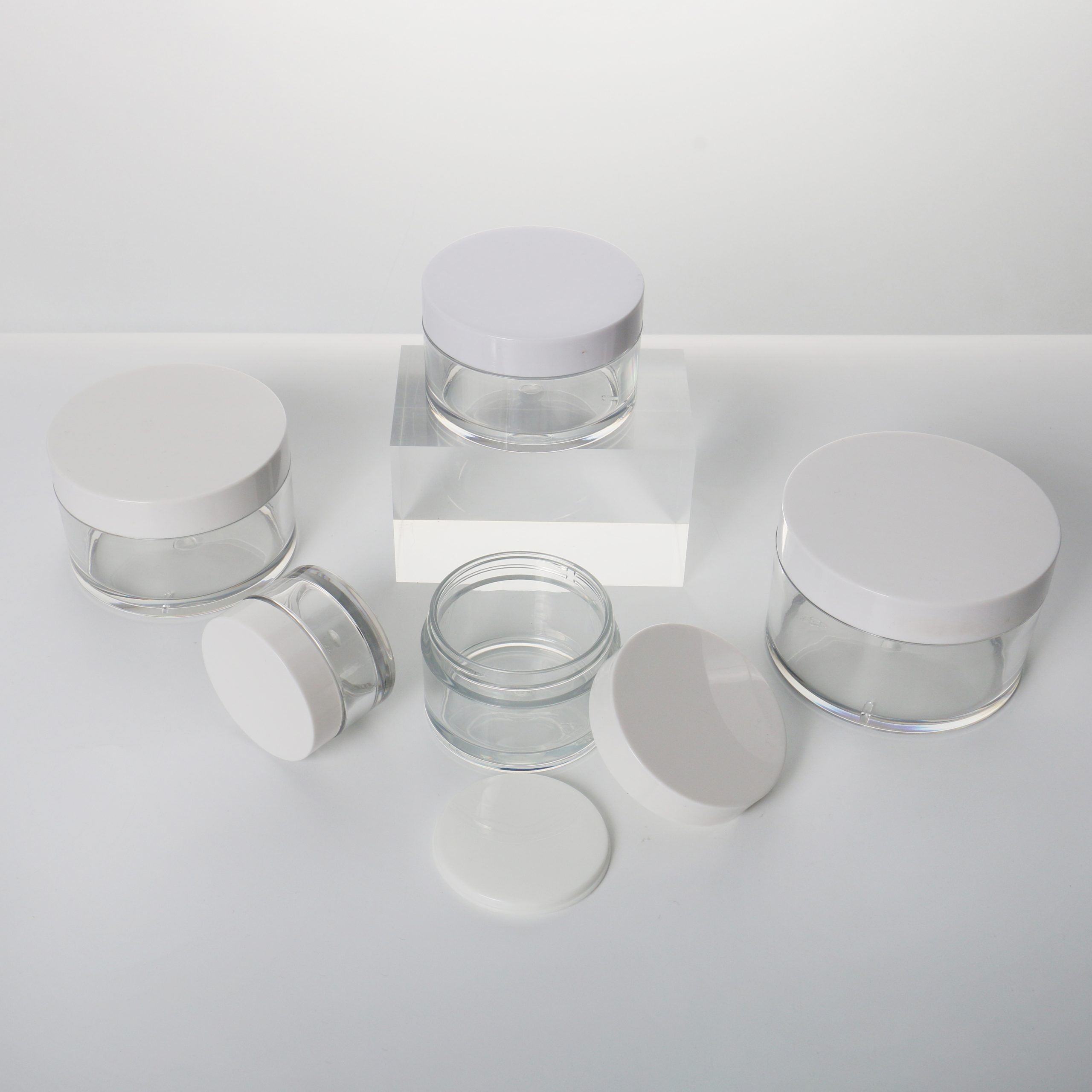 Hot Selling 30g 100g Empty Cosmetic Containers 50ml 150ml 200ml Thick Wall Hard Clear Pet Plastic Cream Jar