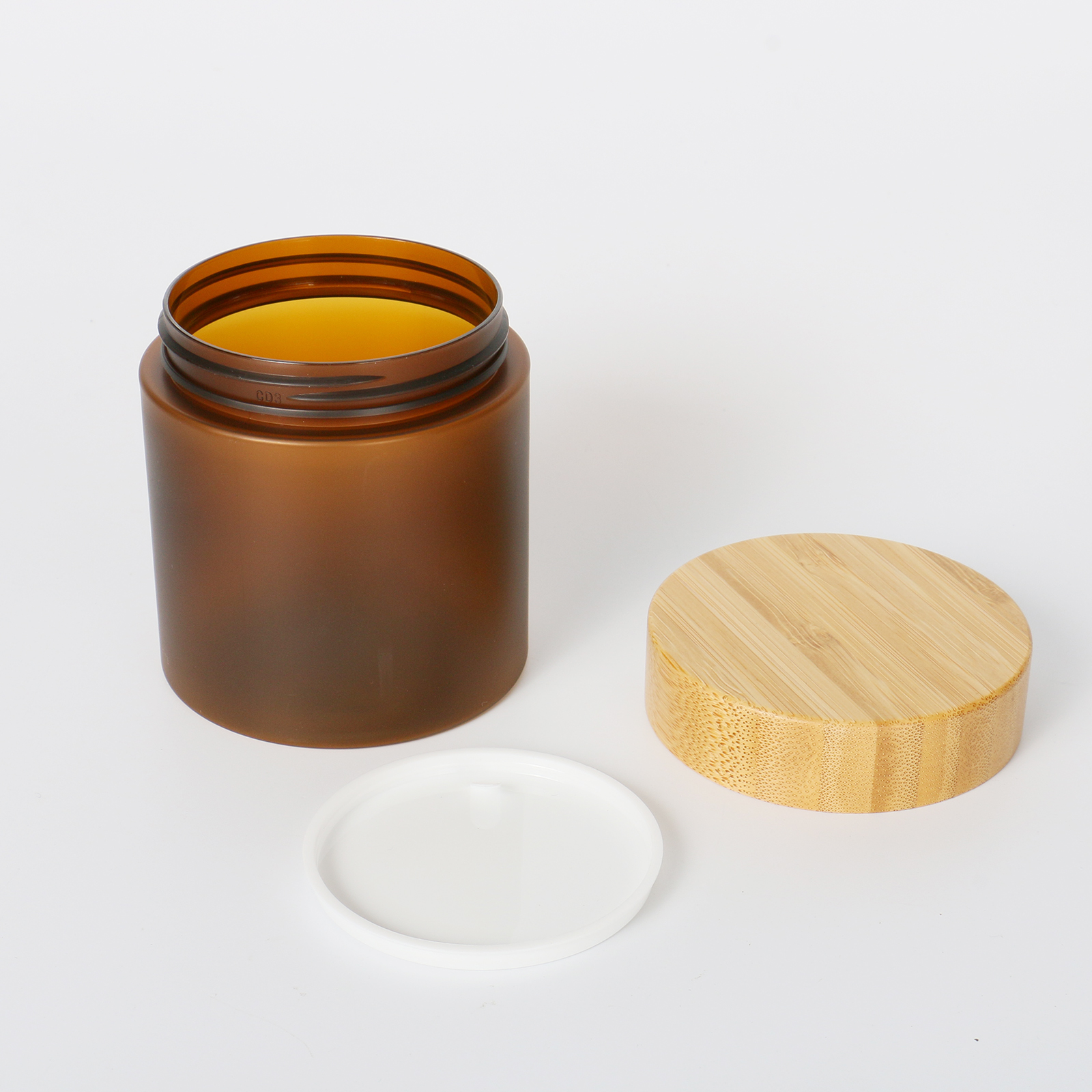 Cosmetic Packaging 50ml 150ml 250ml 500ml Frosted Clear Amber Scrub Body Butter Pet Plastic Cream Jar With Bamboo Lid