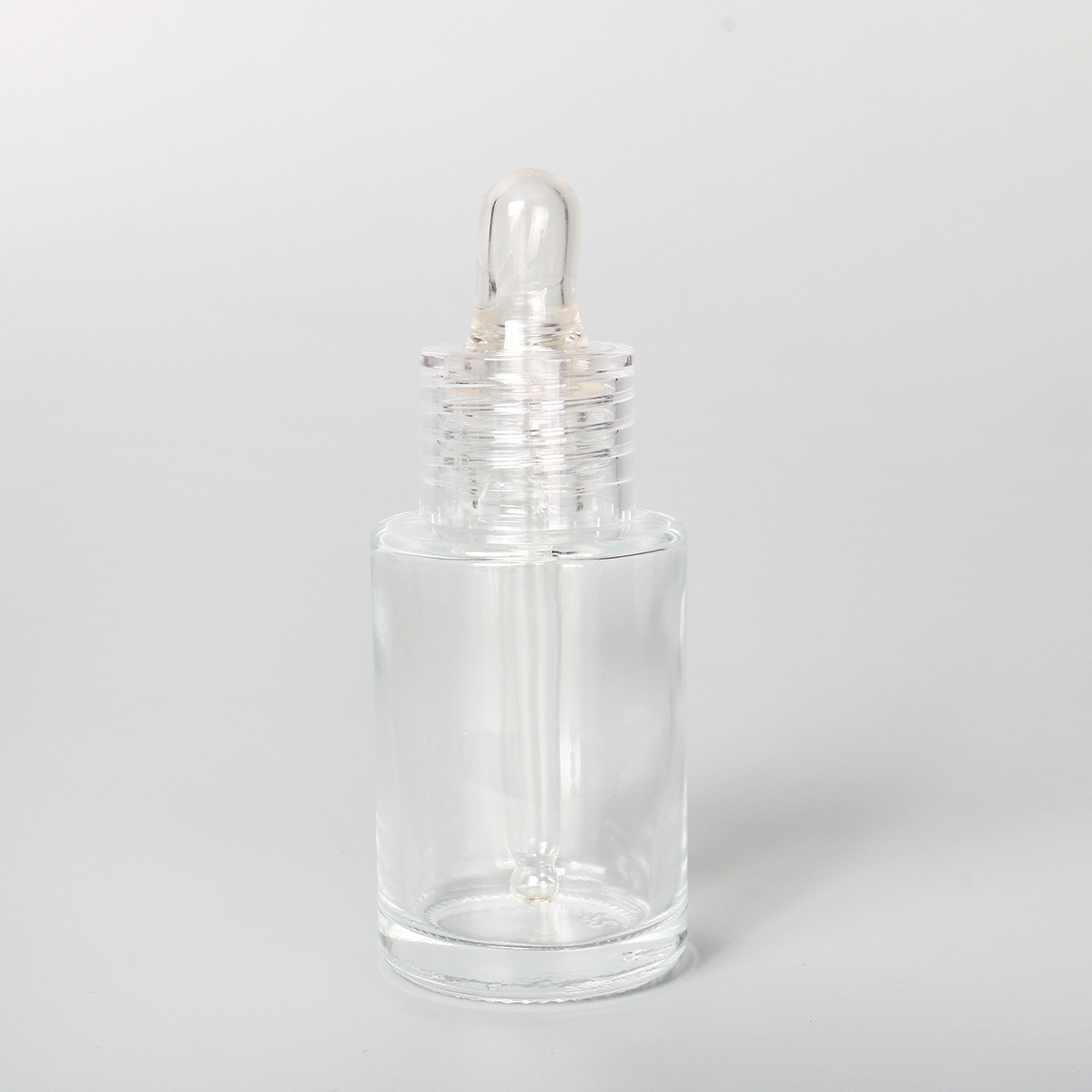 15ml 30ml 60ml Essential Oil Bottle Round Clear Glass Flat Shoulder Serum Dropper Glass Bottle