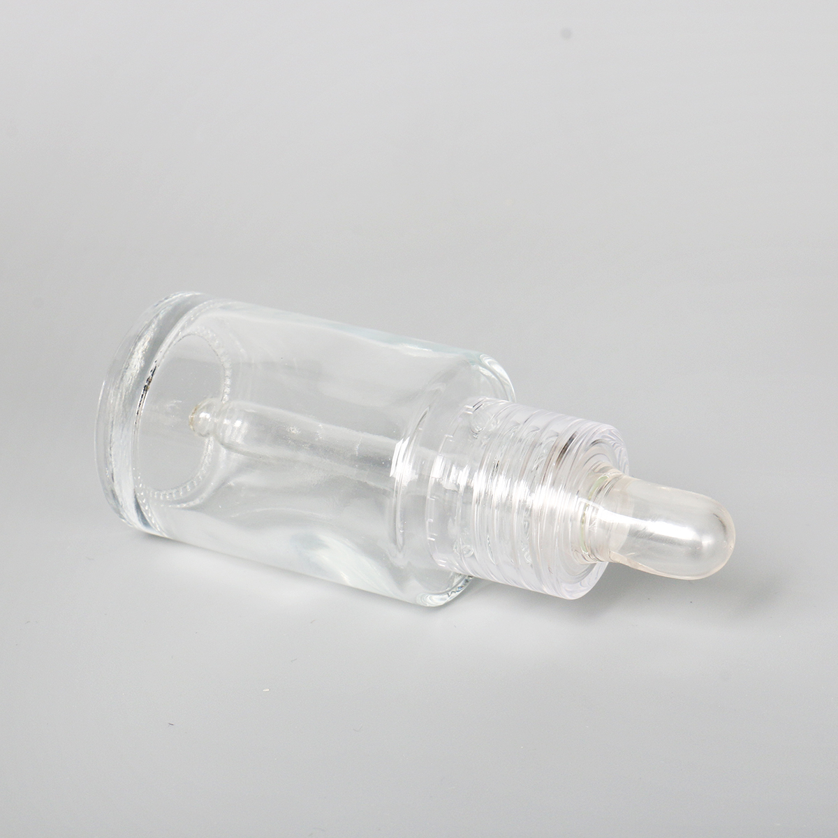 15ml 30ml 60ml Essential Oil Bottle Round Clear Glass Flat Shoulder Serum Dropper Glass Bottle