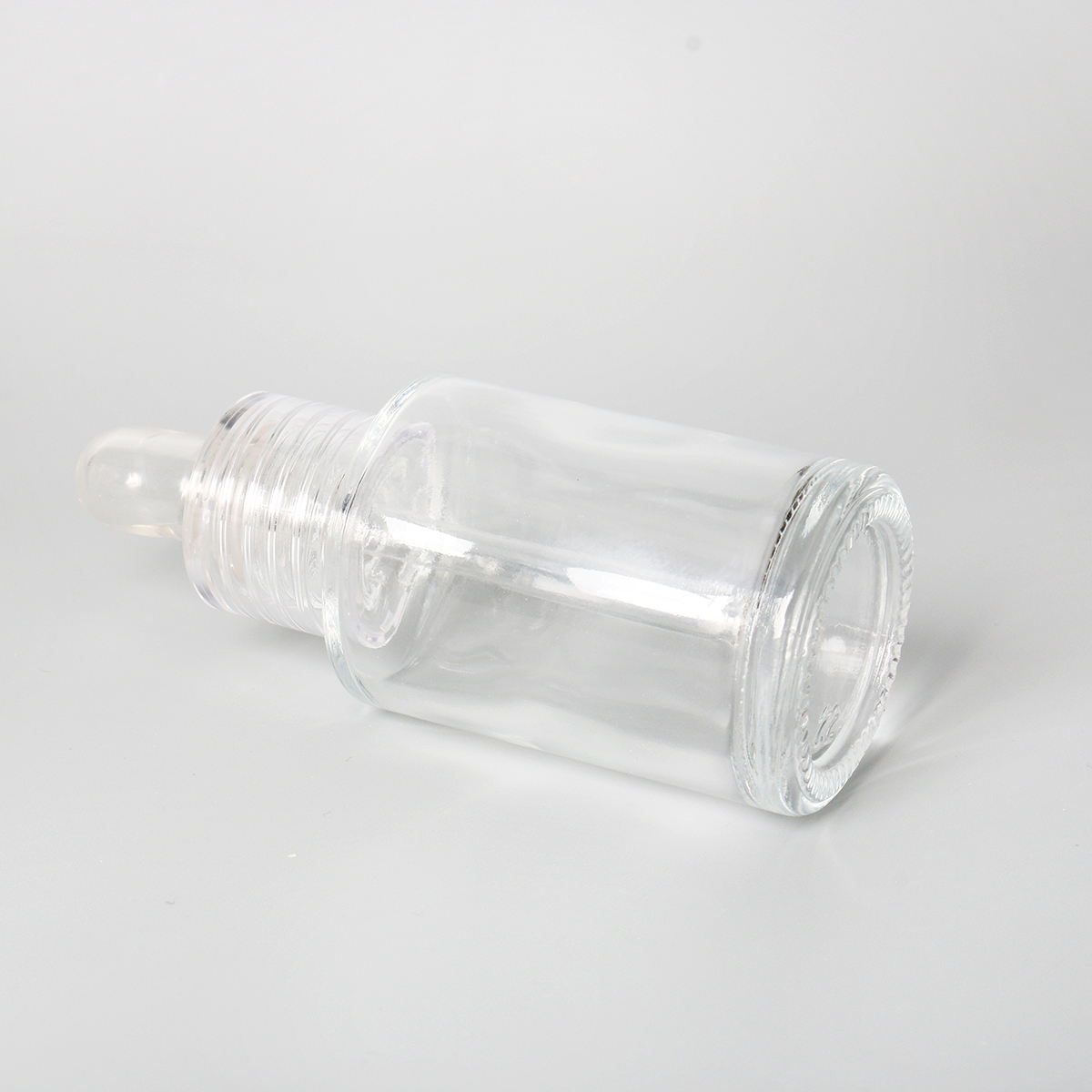 15ml 30ml 60ml Essential Oil Bottle Round Clear Glass Flat Shoulder Serum Dropper Glass Bottle