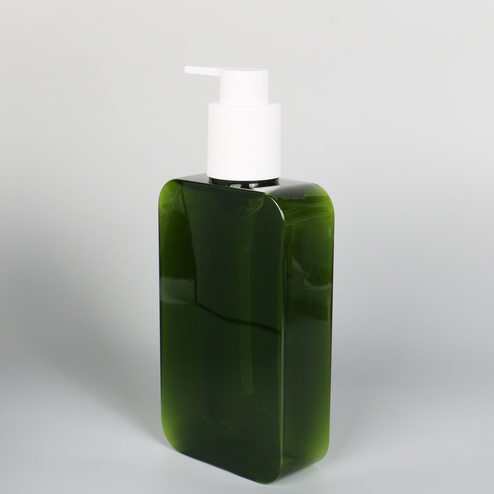 Empty PETG 200ml 300ml Shower Gel Plastic Bottle Hair Care Brown Green Flat Square Shampoo Lotion Pump Plastic Bottle