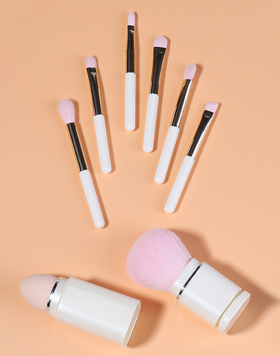 Wholesale 8 In 1 Portable Personalized Vegan Custom Make Up Brushes Sponge 8Pcs Portable Mini Travel Makeup Brush Set