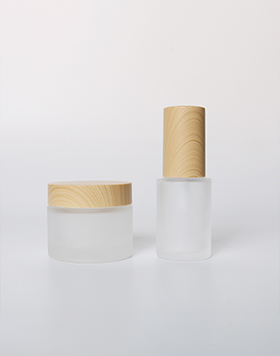 Bamboo Pattern 50ml Glass Jar 30ml Cosmetic Lotion Pump Glass Bottle Sets For Skincare Face Cream Lotion Bottle