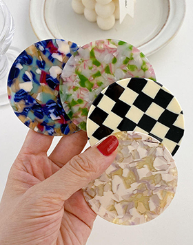 Floral Marble Grain Eco-friendly Portable Small Vanity Mirror Travel Mini Round Compact Acetate Makeup Mirror