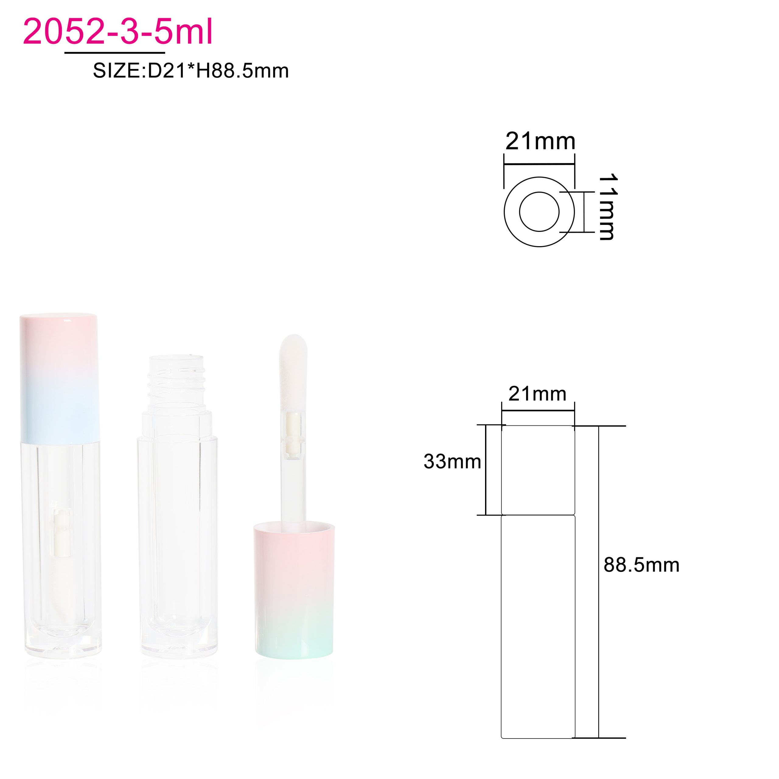 5ml Transparent Abs Pink Round Lip Gloss Tubes Empty Purple Squeeze Lipgloss Tubes