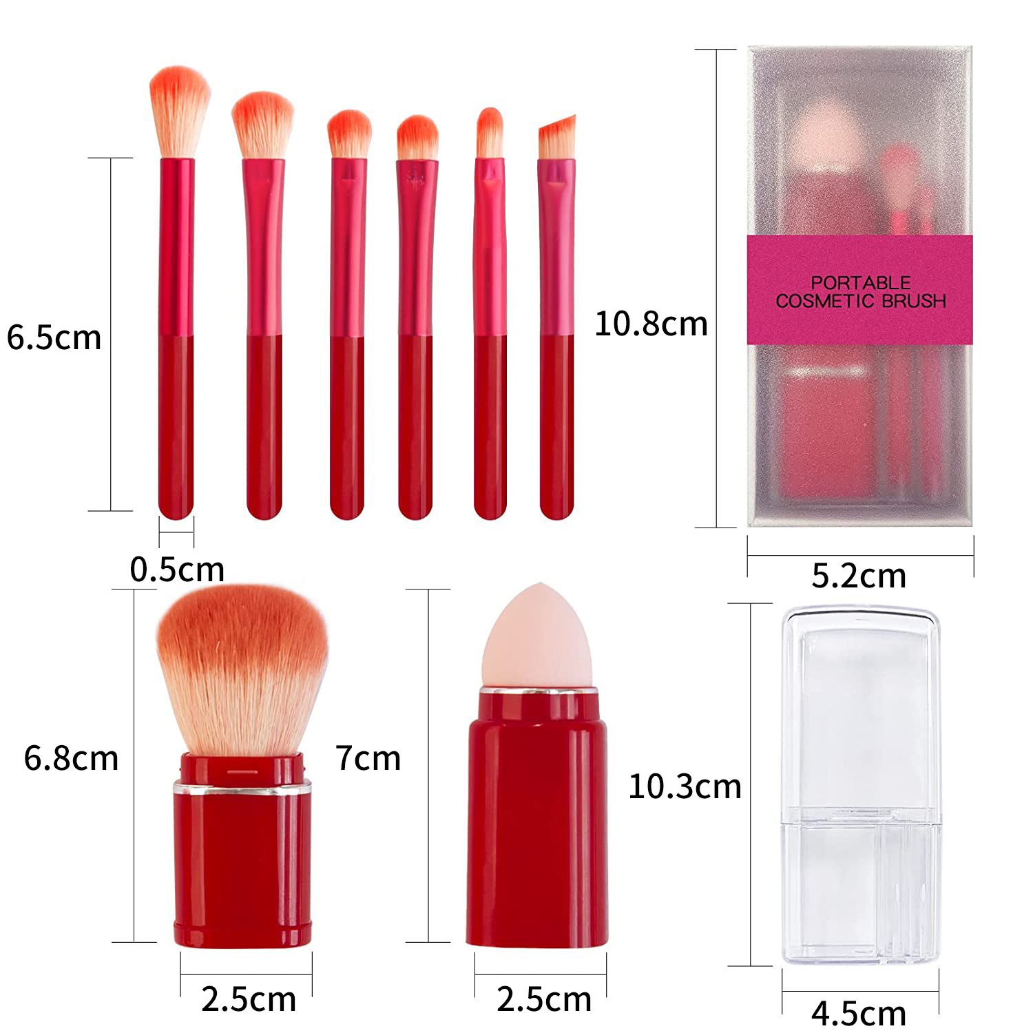 Wholesale 8 In 1 Portable Personalized Vegan Custom Make Up Brushes Sponge 8Pcs Portable Mini Travel Makeup Brush Set