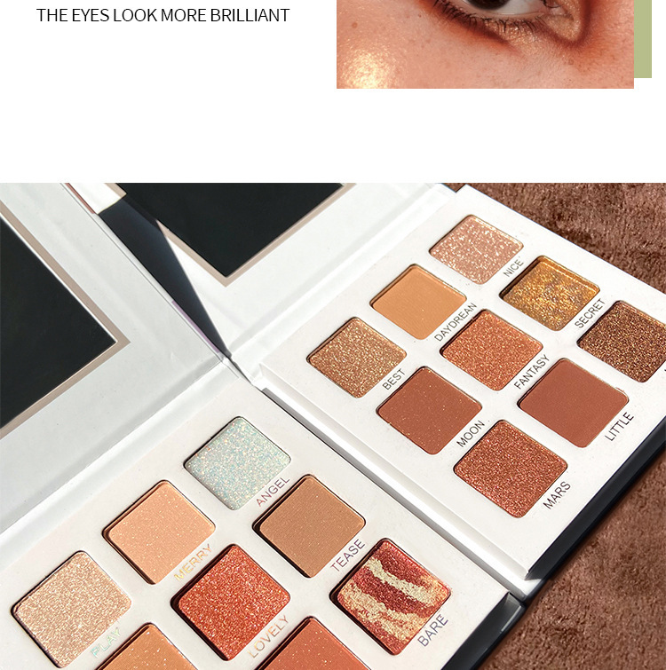 Portable Travel Eye Shadow Matte Chameleon Shimmer White 9 Colors Eyeshadow Palette