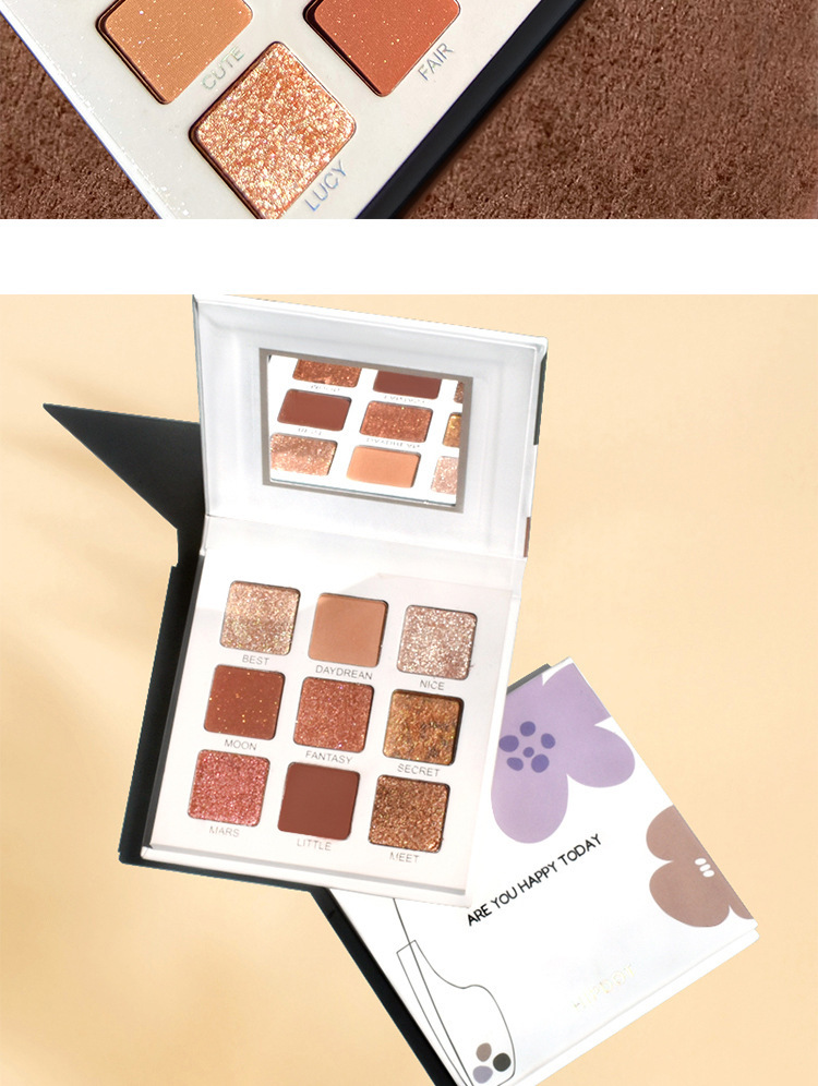 Portable Travel Eye Shadow Matte Chameleon Shimmer White 9 Colors Eyeshadow Palette