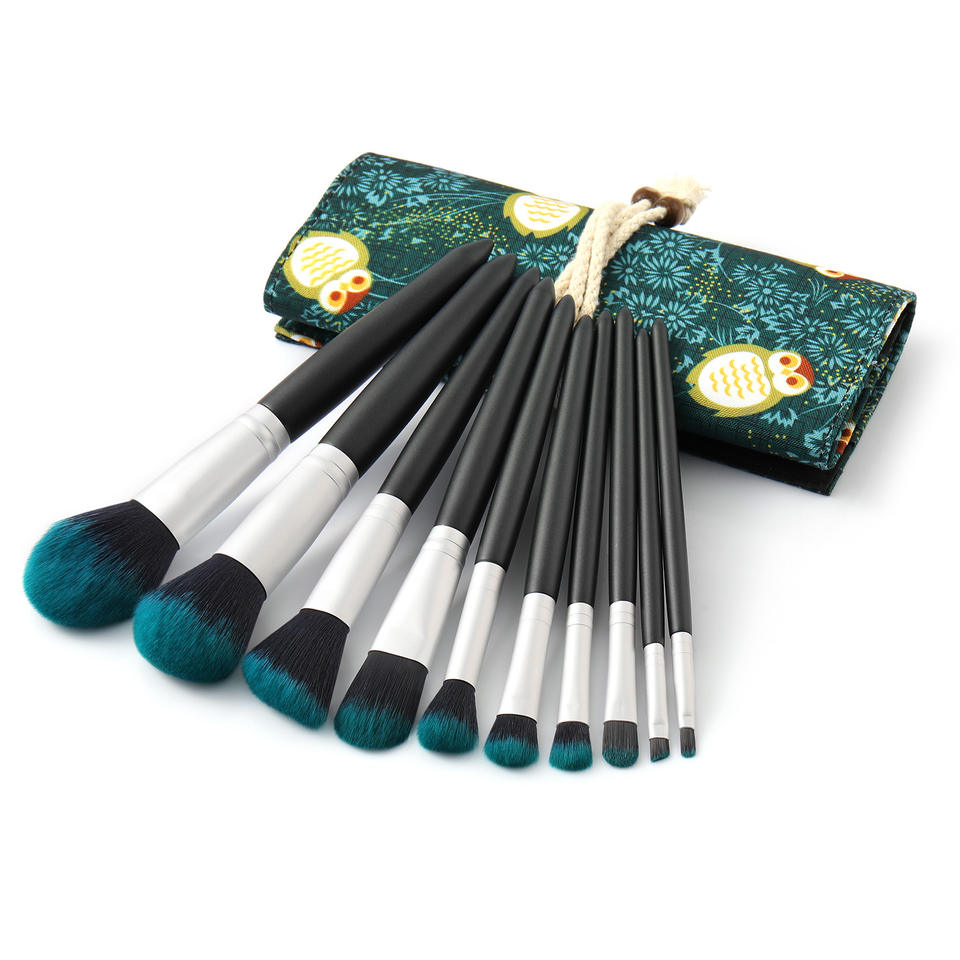 Synthetic Hair Personalized Chinese Style High Quality 10 Pc Makeup Brush Set With Packaging Bag