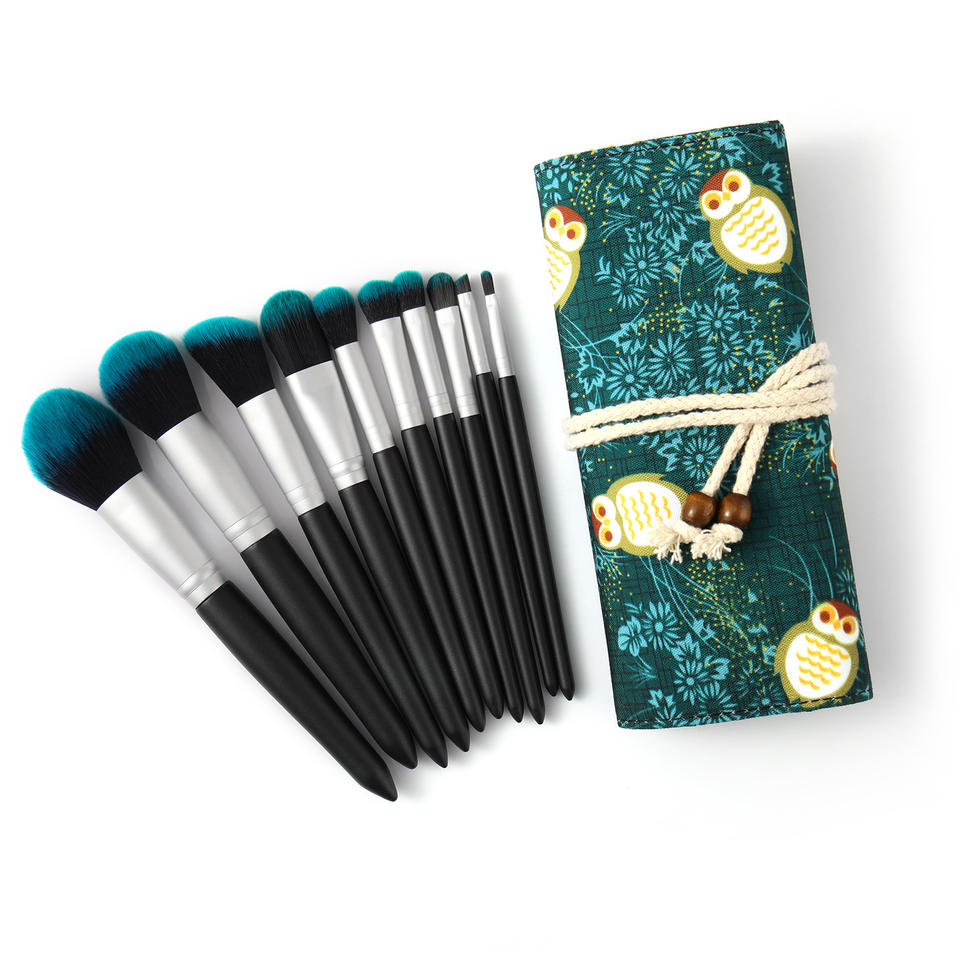 Synthetic Hair Personalized Chinese Style High Quality 10 Pc Makeup Brush Set With Packaging Bag