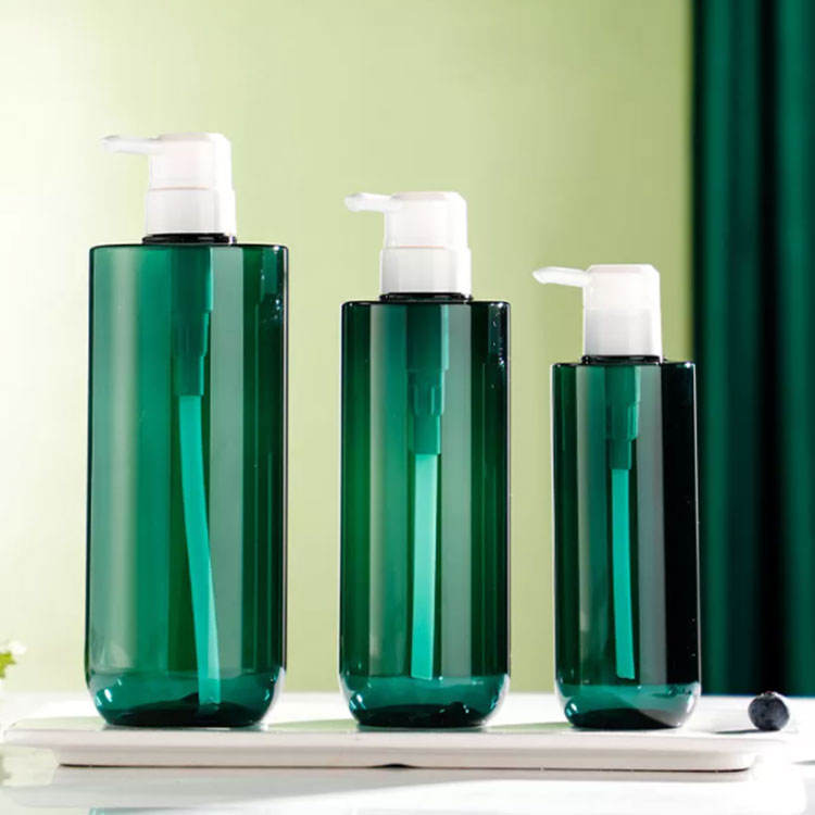 500ml Green Transparent Shampoo Bottle Empty Pump Bottles Shampoo Conditioner Plastic Bottles