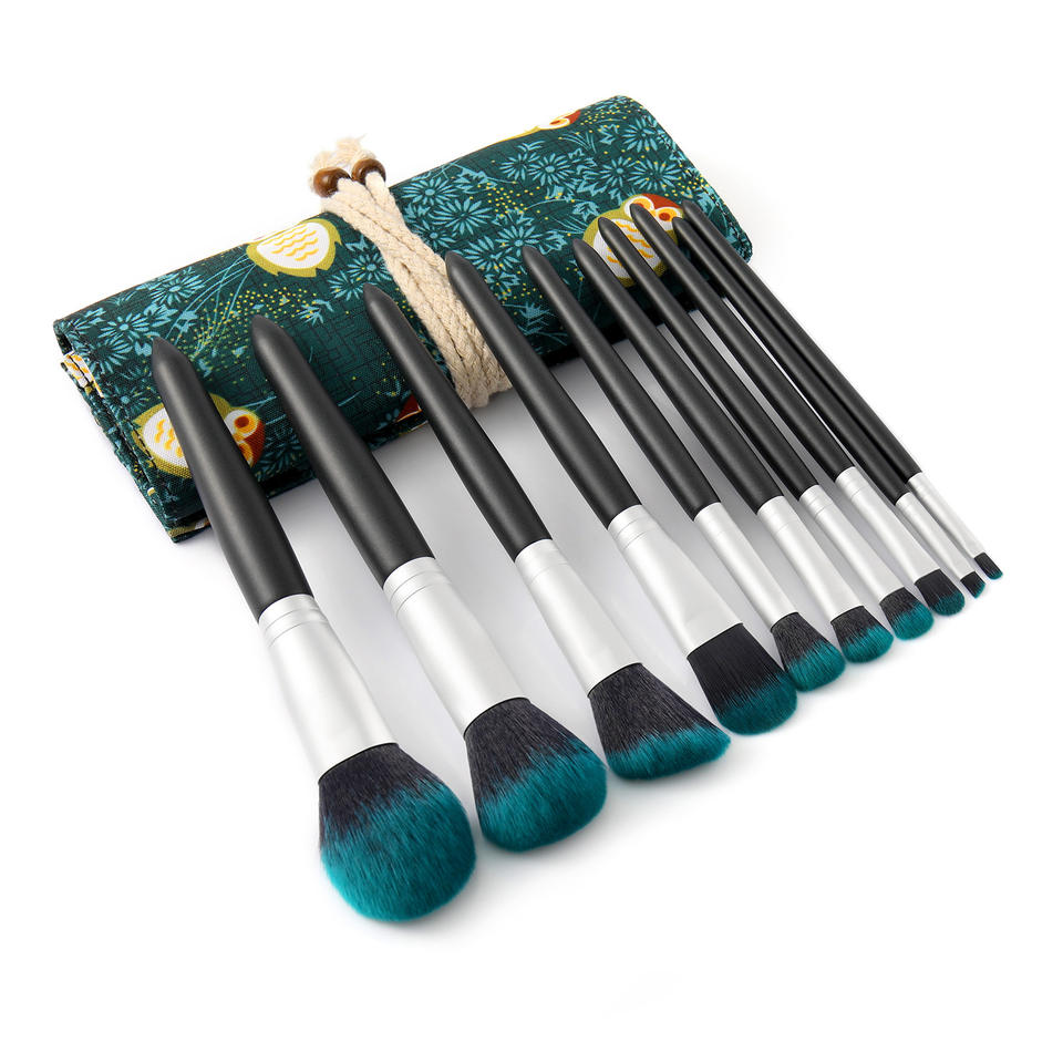 Synthetic Hair Personalized Chinese Style High Quality 10 Pc Makeup Brush Set With Packaging Bag