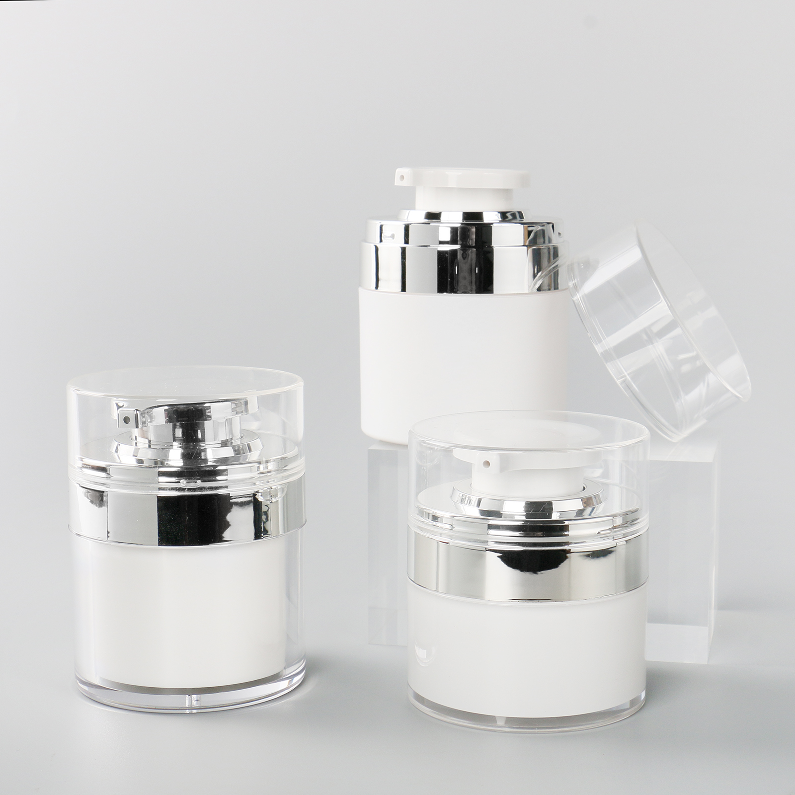 30ml Eye Cream Lotion Container White Acrylic Jars Double Wall Cosmetic 30g 50g Airless Serum Pump Jar >= 10000 pieces