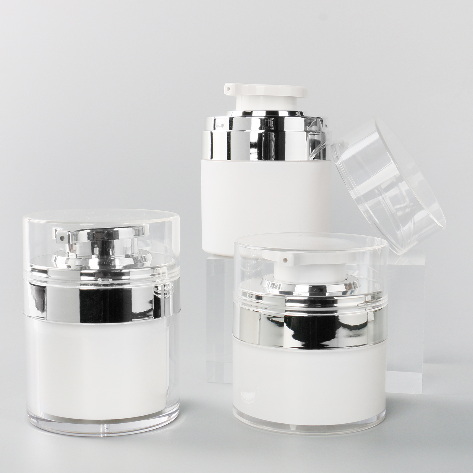 30ml Eye Cream Lotion Container White Acrylic Jars Double Wall Cosmetic 30g 50g Airless Serum Pump Jar >= 10000 pieces