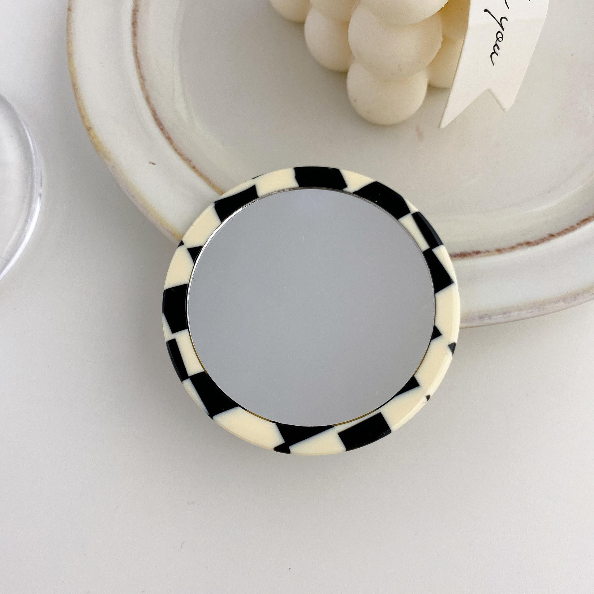 Floral Marble Grain Eco-friendly Portable Small Vanity Mirror Travel Mini Round Compact Acetate Makeup Mirror