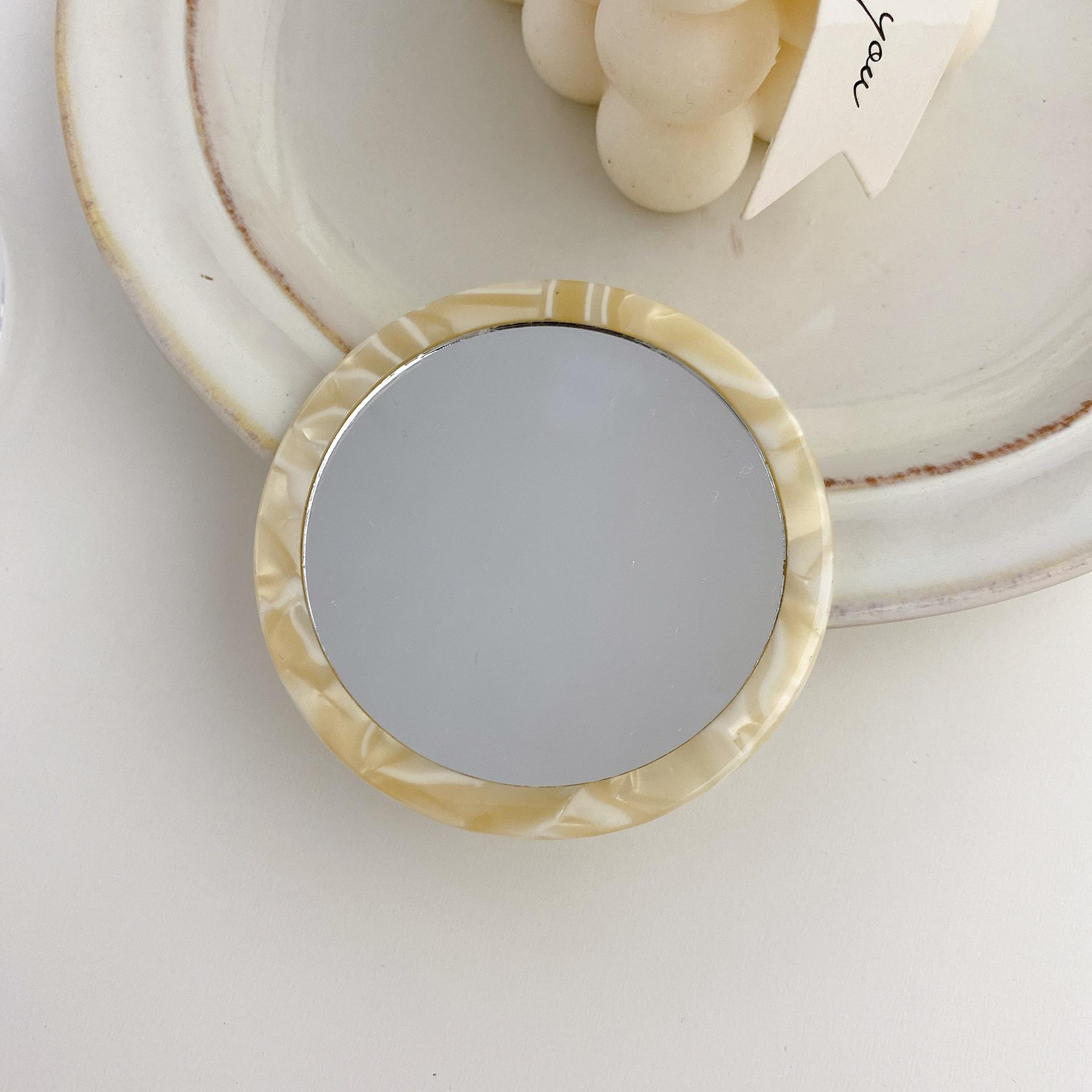 Floral Marble Grain Eco-friendly Portable Small Vanity Mirror Travel Mini Round Compact Acetate Makeup Mirror