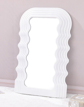 Tabletop Decoration Wavy Shaped Frame Glass Small Desktop Pink Wave Makeup Mirror Mini Vanity Ultrafragola Mirror