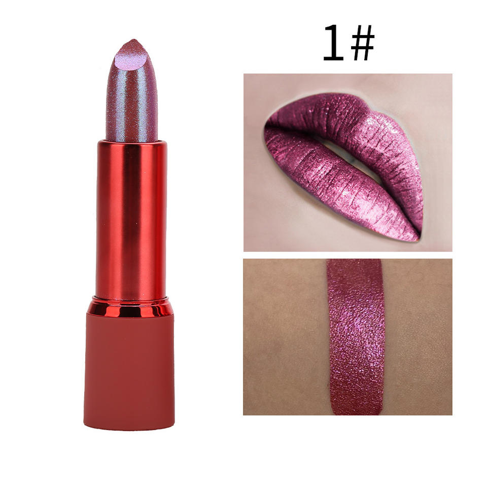 Private Label Custom Brand No Label Red Tube Makeup Matte Shimmering Shiny Waterproof Glitter Lipstick