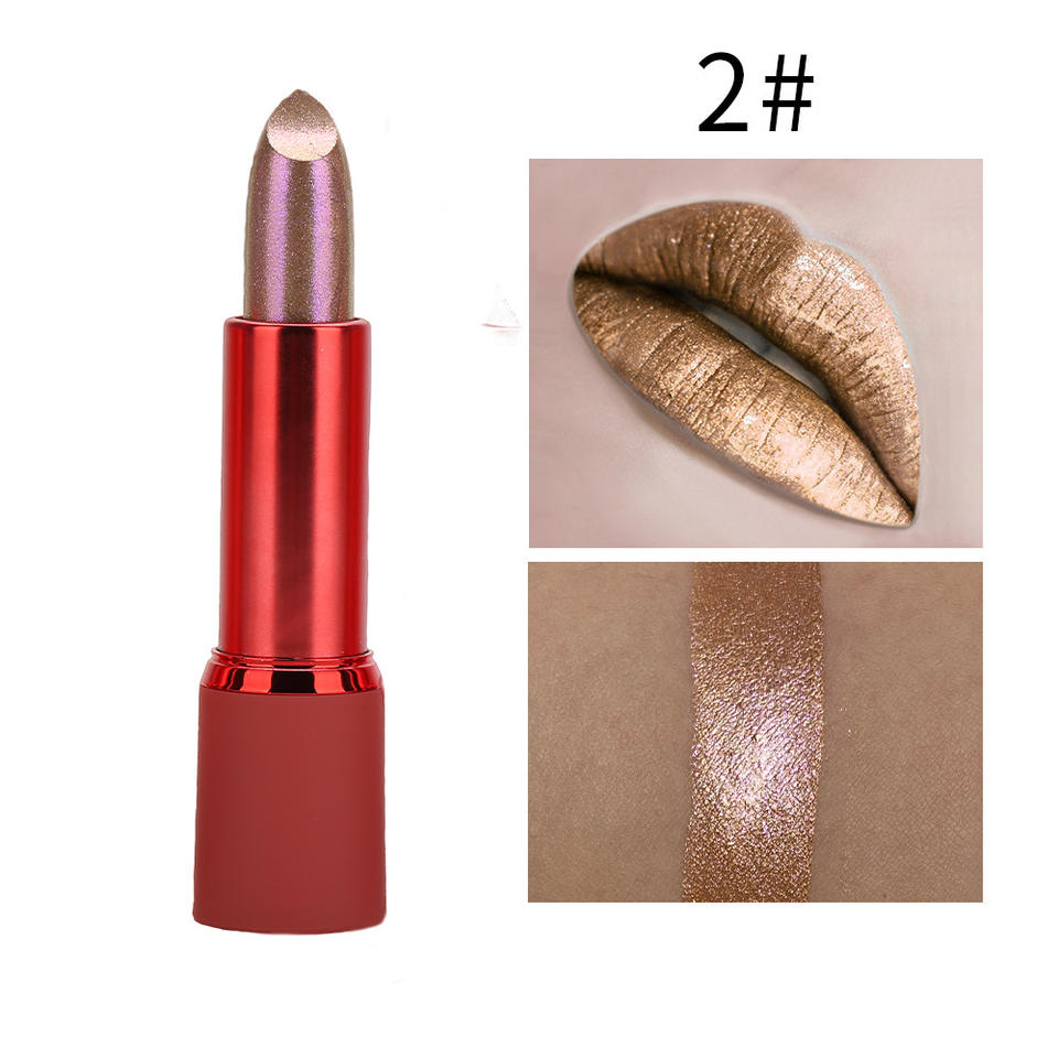 Private Label Custom Brand No Label Red Tube Makeup Matte Shimmering Shiny Waterproof Glitter Lipstick