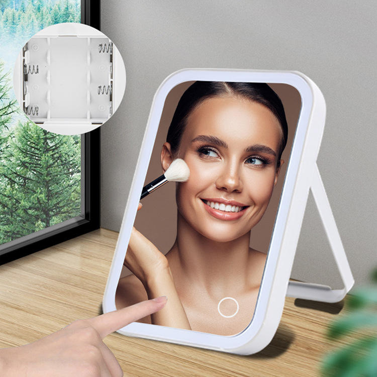 Amazon Top Seller USB Rechargeable Vanity Led Lighted Travel Make Up Mirror Desktop Makeup Mirror With Lights