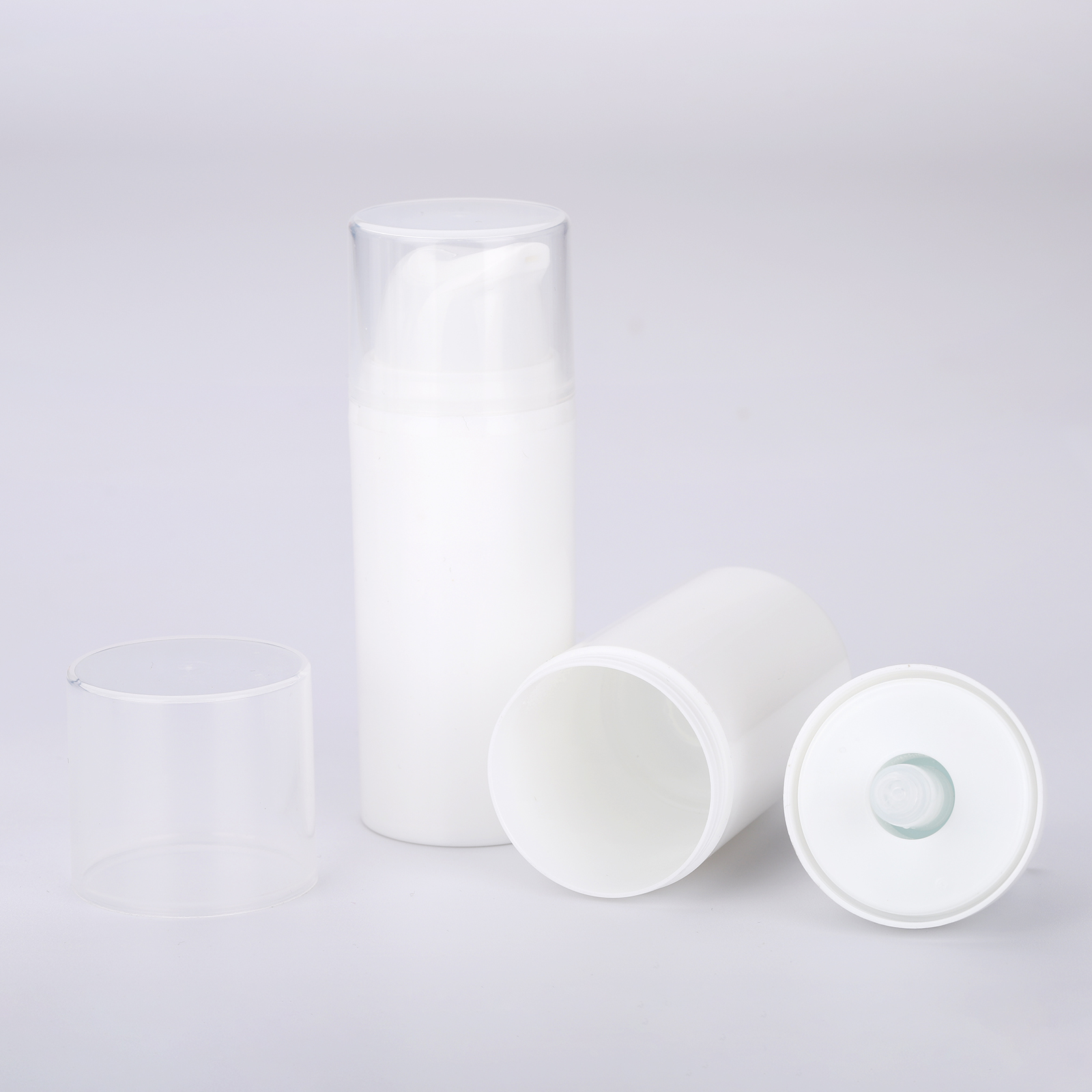 15ml 30ml 50ml Cosmetic Packaging Container White Pp Cosmetic Airless Pump Bottle