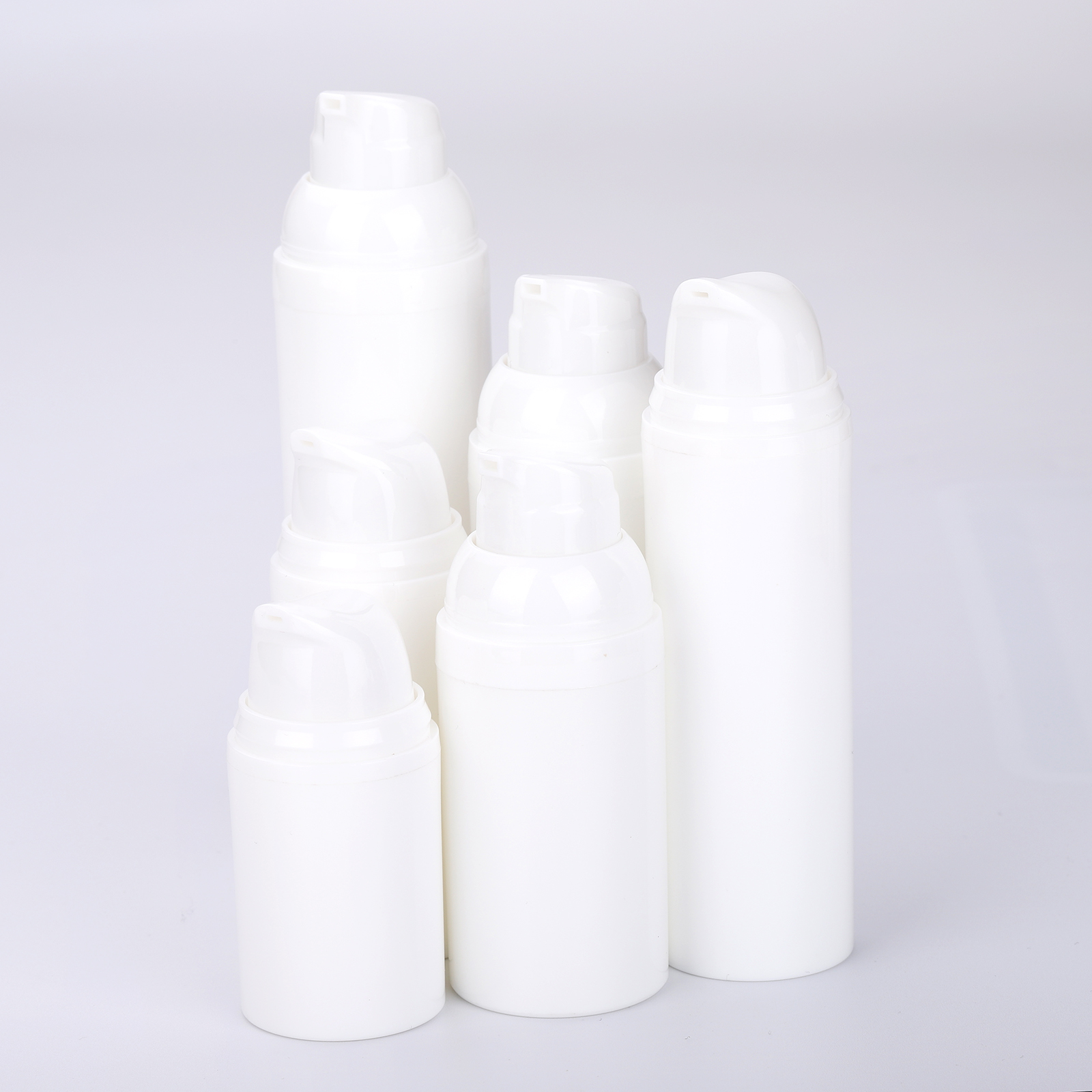 15ml 30ml 50ml Cosmetic Packaging Container White Pp Cosmetic Airless Pump Bottle