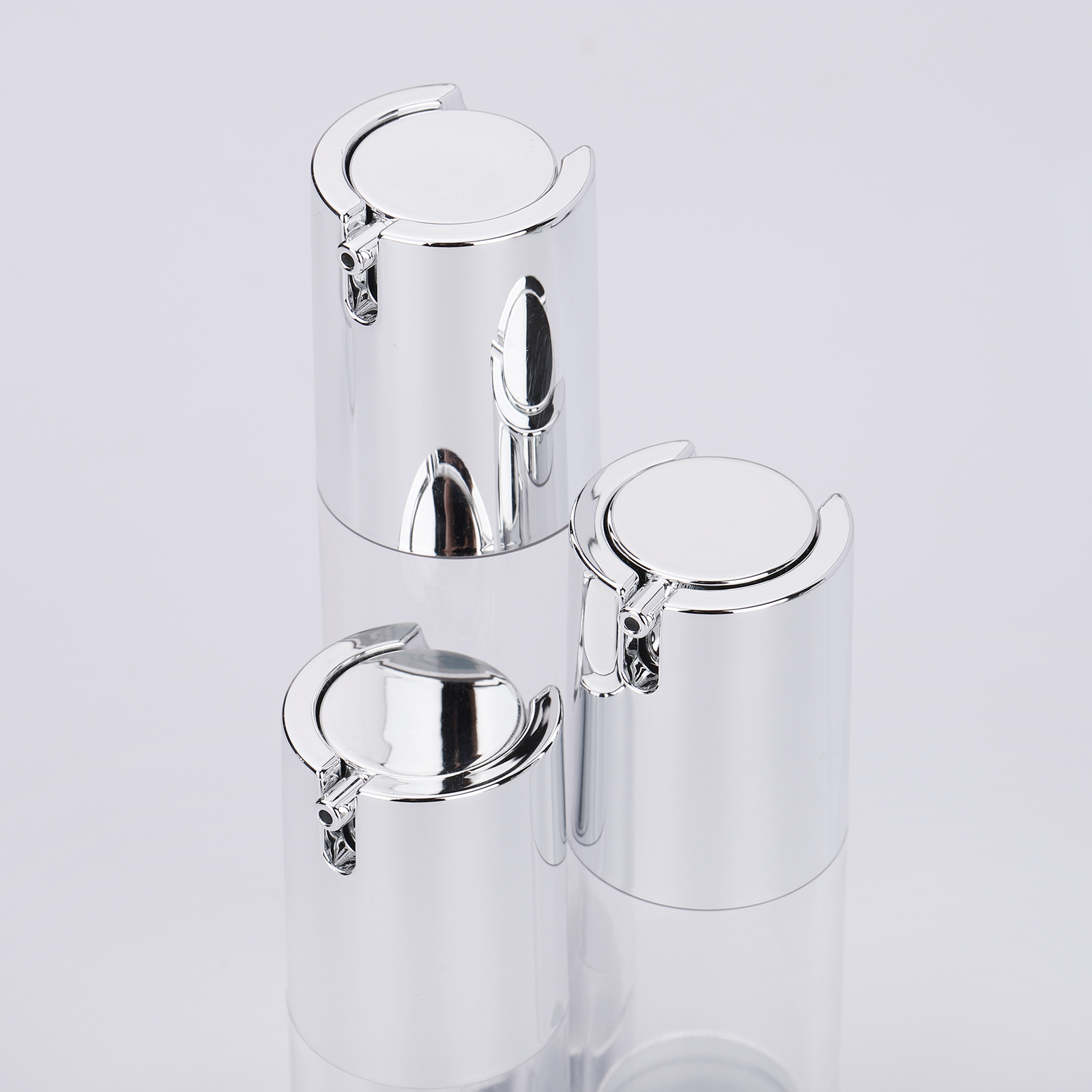 15ml 30ml 50ml Wholesale Transparent Cosmetic Matte Silver Plastic Sprayer Airless Pump Bottle Cosmetic