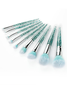 Custom Private Label 9 Pcs Glitter Crystal Handle Professional Bling Makeup Brush Set