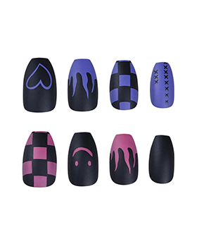 Trend Girl Flame Shape Blue Pink Patch Color Fake Nail Wearing Nails Suitable For European And American Public