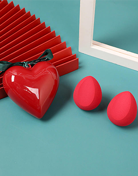 Water Drop Makeup Heart Shape Blenders 2pcs Heart Shaped Package Beveled Christmas Makeup Sponge