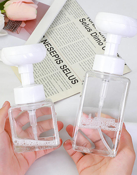 250ml 450ml Empty Plastic Hand Wash Sanitizer Paw Flower Stamp Soap Dispenser Transparent Foam Cleanser Pump Bottle