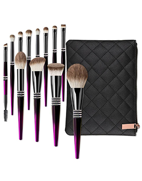 Purple Diamond Glitter Handle 12pcs Kabuki Luxury Makeup Brushes Custom Eye Makeup Brush Set With Bag