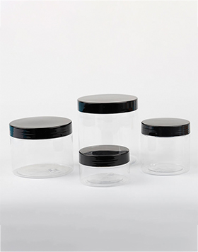 100ml 200ml 250ml 350ml 500ml Wholesale Cosmetic Food Packaging Black White Clear Pet Plastic Jar With Green Lid