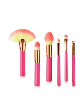 Hot Sale Six Colors Screen Printing Makeup Brushes 6Pcs Foundation Beauty Brush Set