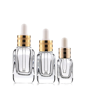 10ml 20ml 40ml Square Transparent Hair Oil Glass Dropper Bottle Rectangle Essential Oil Bottle With Gold Cap